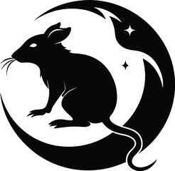 Obraz premium Rat on Moon vector, Rat silhouette