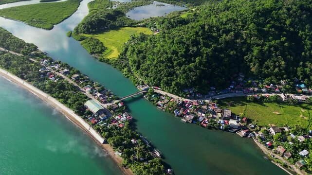 Coastal Town Of Batalay In Bato, Catanduanes, Philippines - Aerial Drone Shot
