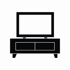 clean minimalist vector illustration of a tv stand on white background.eps