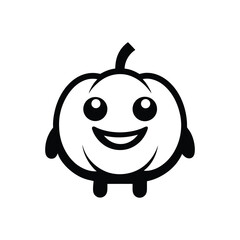 a minimalist vector of a pumpkin mascot on white background.