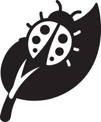 Silhouette of a ladybug resting on a leaf, symbolizing nature, biodiversity, eco balance, and environmental harmony in clean vector design.