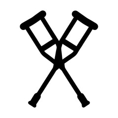 Two crutches crossed illustrating injury and healing from accidents or surgery