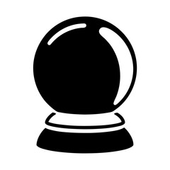 Monochrome illustration of a fortune teller's crystal ball with a stand