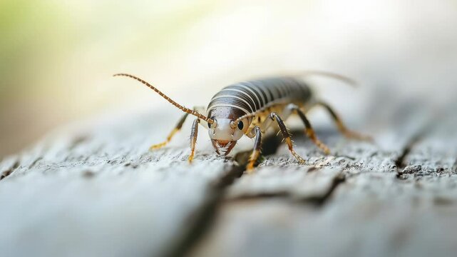 Close up Macro of a Cave Cricket on Wood Exposes its Details