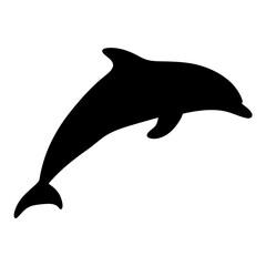Fototapeta premium Silhouette of a Dolphin Leaping in the Air on a White Background