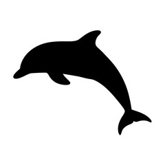 Fototapeta premium Elegant dolphin silhouette gracefully jumping out of the water and curving upwards