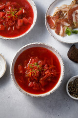 Traditional beetroot soup or borscht