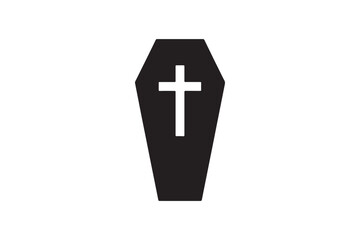 Obraz premium Coffin silhouette vector art illustration on white background