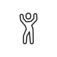Fototapeta premium Person in dance motion with raised arms, linear icon. Active dance movement. Line with editable stroke.