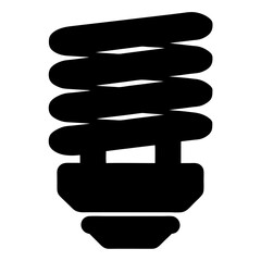 Isolated black silhouette illustration of a compact fluorescent light bulb with spirals