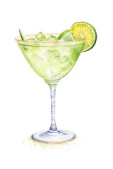 Fototapeta premium Margarita cocktail martini drink, digital paint illustration.