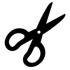 Silhouette illustration of open scissors used for cutting and trimming tasks
