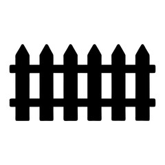Silhouette image of a black wooden picket fence against a white background