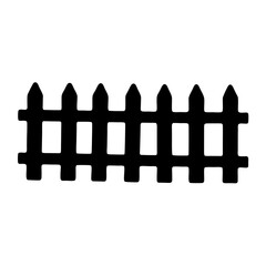 A straight on view of a black silhouette style picket fence