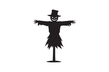 Scarecrow silhouette vector art illustration on white background