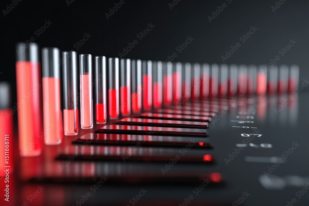 Poster 3D Render of Infographic Bars Shows Creatinine Levels With a Clear Highlight on the Right Zone Indicating Critical Status