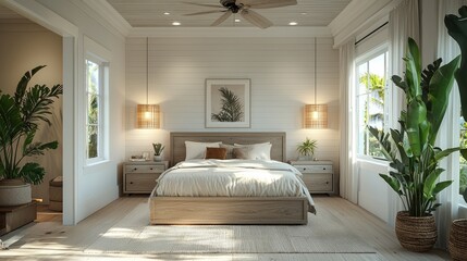 Elegant Wooden Bedroom with Soft Textures and Cozy Layout