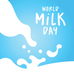 World Milk Day Splash Background Blue and White Dairy Concept Design