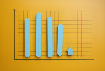 Business Graphics rise and fall of quotations and shares isolated