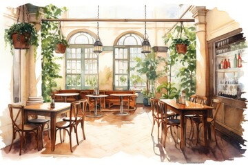 Fototapeta premium Cafe architecture restaurant furniture.