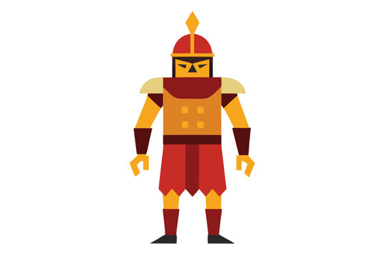 Ancient bimana warrior in traditional armor standing strong vector art illustration