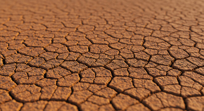 Cracked Earth Texture Dry, Parched Land Surface Close-Up