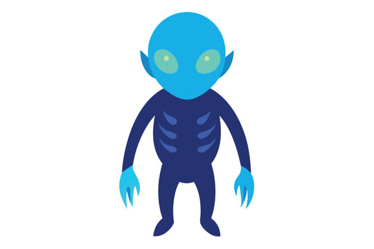 Bimana alien creature with glowing blue skin in sci fi fantasy style vector art illustration
