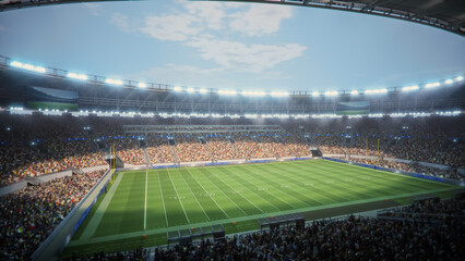 Day Aerial View of a Packed American Football Stadium With a Large Crowd, Finals Match. Scale of...