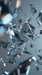 Fractured Reflections: A Mesmerizing Dance of Silver Shards in Mid-Air Art