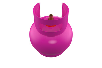 High Res Vibrant Pink Gas Bottle (LPGPropane) Isolated 3D Render - PNG Transparent HD Background Cut Out, Portable Fuel Tank for Design, Cooking Gas, Heating Fuel, Energy Source Utility Graphic.
