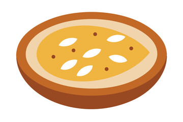 Clay plate with rice grain painting technique in folk artistry vector art illustration