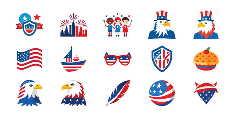 Independence Day United States overlay. Fourth of July vector elements bundle