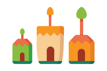 Obraz premium Clay toothbrush holders shaped like tiny cottages in playful form vector art illustration