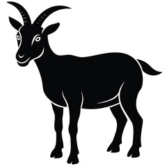 Obraz premium Silhouette of a Goat: A sleek and minimalist depiction of a goat. The bold contrast of black against the background highlights the goat's distinctive features and embodies the essence of rustic charm.