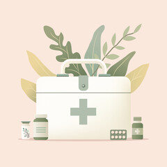 Flat Eco First Aid Box with Herbs and Pills