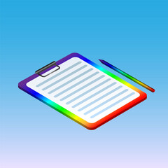 Rainbow Medical Folder with Pen – Flat Isometric Vector