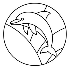 dolphin pattern for stained glass, template, printable, customizable, download