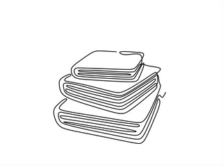Stack of big books, volumes one line art. Continuous line drawing of book, library, education, school, study, literature, paper, textbook, knowledge, read, learn, page, reading. Editable stroke