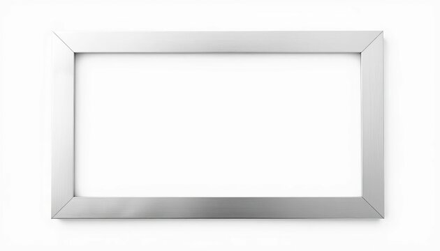 Sleek silver metal rectangle photo frame isolated on white background Perfect for showcasing images, frame mockup, clean