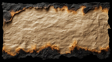 Charred paper displays dramatic burnt edge effects
