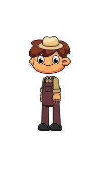 Surprised Chibi Farmer Animation, Cartoon Reaction Loop