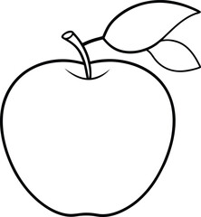 Hand-Drawn Apple Hanging from Branch Line Art.