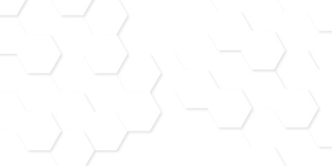 Hexagon background technology texture. Abstract hexagonal mesh cell Surface polygon pattern with glowing hexagon paper texture and futuristic business. Abstract honeycomb mosaic white background.