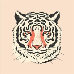 Boho aesthetic white tiger logo wildlife panther leopard.