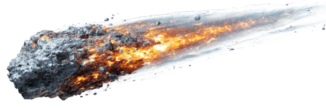 Fiery meteor streaking across the sky - Powered by Adobe