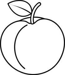 Peach Outline with Stem and Leaf.