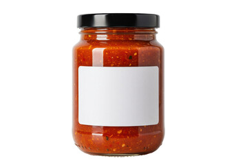 Isolated Glass Jar of Homemade Tomato Sauce with Blank Label