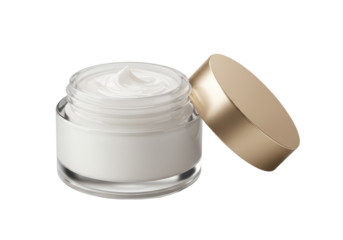 Isolated Open Jar of White Face Cream