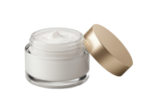 Isolated Open Jar of White Face Cream