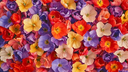 Vibrant tapestry of assorted blossoms, a captivating floral display with rich hues